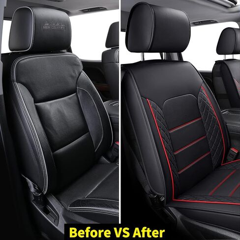 غطاء المقعد الأمامي LUCKYMAN CLUB Chevy Silverado/Sierra X04-S3، مناسب لطاقم 2007-2024 1500/2500 HD/3500 HD، كابينة عادية، مزدوجة/ممتدة مع جلد صناعي مقاوم للماء (أمامي فقط، أسود) in Kuwait