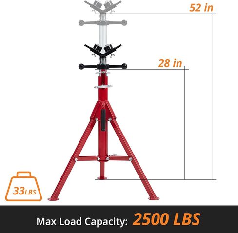 Pipe Stand with 2-Ball Transfer, V-Head Folding Jack Stand, 2500lbs Welding Stand Adjustable Height 28-52IN, Heavy Duty Carbon Steel Body, Steel Pipe Jacks for Welding in Saudi Arabia