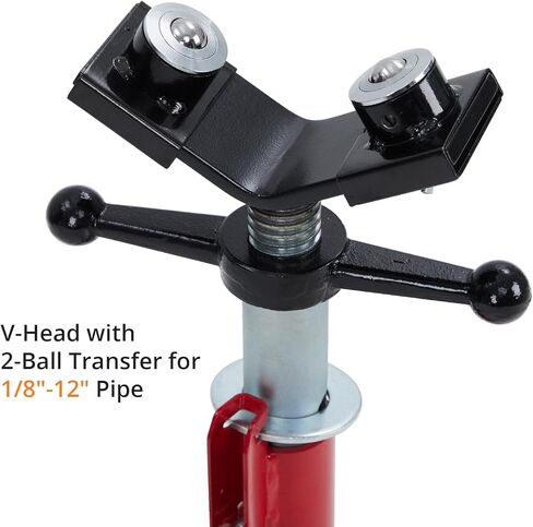 Pipe Stand with 2-Ball Transfer, V-Head Folding Jack Stand, 2500lbs Welding Stand Adjustable Height 28-52IN, Heavy Duty Carbon Steel Body, Steel Pipe Jacks for Welding in Saudi Arabia
