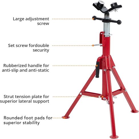 Pipe Stand with 2-Ball Transfer, V-Head Folding Jack Stand, 2500lbs Welding Stand Adjustable Height 28-52IN, Heavy Duty Carbon Steel Body, Steel Pipe Jacks for Welding in Saudi Arabia