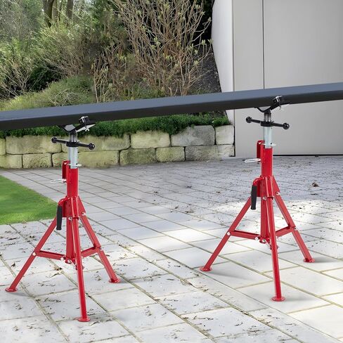 Pipe Stand with 2-Ball Transfer, V-Head Folding Jack Stand, 2500lbs Welding Stand Adjustable Height 28-52IN, Heavy Duty Carbon Steel Body, Steel Pipe Jacks for Welding in Saudi Arabia