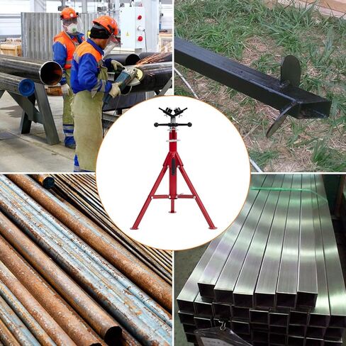 Pipe Stand with 2-Ball Transfer, V-Head Folding Jack Stand, 2500lbs Welding Stand Adjustable Height 28-52IN, Heavy Duty Carbon Steel Body, Steel Pipe Jacks for Welding in Saudi Arabia