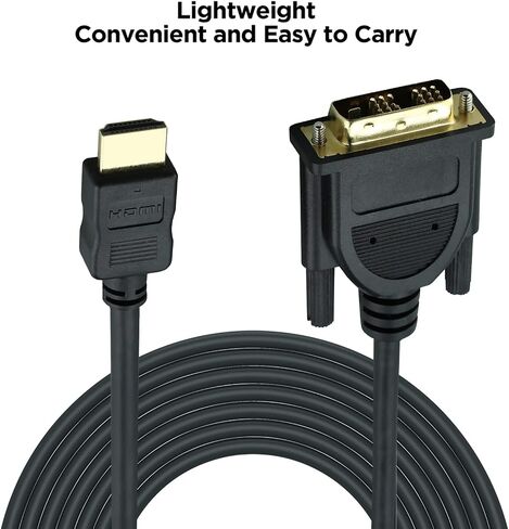 HDMI to DVI Cable (10FT, High-Speed, Bi-Directional Adapter Male to Male, DVI-D 18+1, 1080p,) - Compatible with Raspberry Pi, Roku, Xbox One, PS5/PS4/PS3, Graphics Card in Saudi Arabia