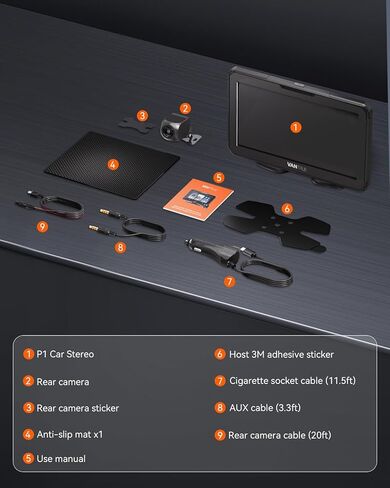 Vantrue جهاز Apple Carplay اللاسلكي المحمول & Android Auto Car Stereo مع كاميرا احتياطية 1080P، شاشة لمس 7 بوصة مع نظام ملاحة GPS، وصلة مرآة، بلوتوث، التحكم الصوتي، مدخل FM/AUX/TF للسيارات 12/24 فولت in Kuwait