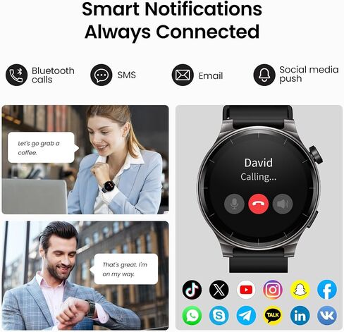 ساعة ذكية TOZO S5 (الرد/إجراء المكالمات)، ساعات ذكية AMOLED مقاس 1.43 بوصة للرجال والنساء 100+ أوضاع رياضية للياقة البدنية مع مراقبة أكسجين الدم/النوم/معدل ضربات القلب، ساعة ذكية مقاومة للماء IP68 باللون الأسود in Saudi Arabia