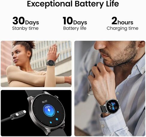 ساعة ذكية TOZO S5 (الرد/إجراء المكالمات)، ساعات ذكية AMOLED مقاس 1.43 بوصة للرجال والنساء 100+ أوضاع رياضية للياقة البدنية مع مراقبة أكسجين الدم/النوم/معدل ضربات القلب، ساعة ذكية مقاومة للماء IP68 باللون الأسود in Saudi Arabia