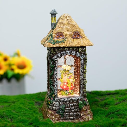 Spring Playful Green Frog Snow Globe Decorative Tabletop Figurine Resin Glittering Lantern Garden Frog Decor Summer Decorations Gifts in Kuwait