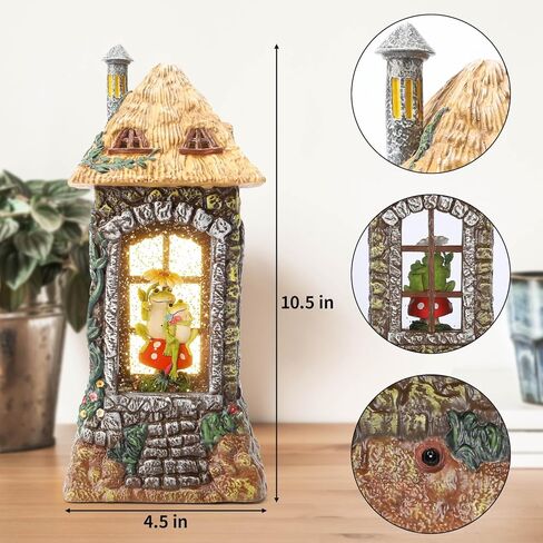 Spring Playful Green Frog Snow Globe Decorative Tabletop Figurine Resin Glittering Lantern Garden Frog Decor Summer Decorations Gifts in Kuwait