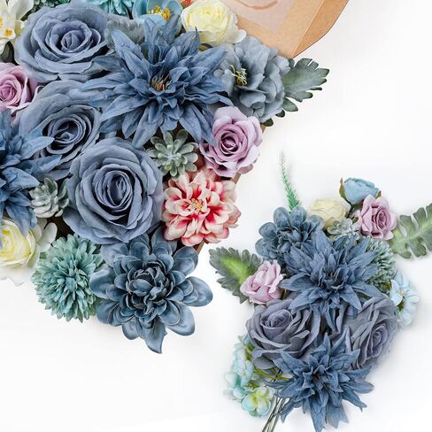 مجموعة زهور أرجوانية صناعية من AmyHomie مزيج من الحرير الفاوانيا والورد الكوبية زهور وهمية مع جذع لباقات الزفاف DIY وترتيبات القطع المركزية وحفلات الزفاف وحفلات الزفاف وديكور المنزل في الخريف in Kuwait