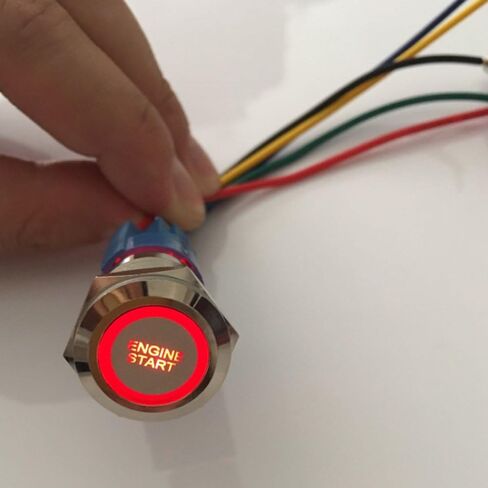 ESUPPORT 12 فولت سيارة الأزرق LED ضوء المصباح دفع زر المعادن تبديل التبديل المقبس التوصيل 19 مللي متر تشغيل المحرك in Saudi Arabia