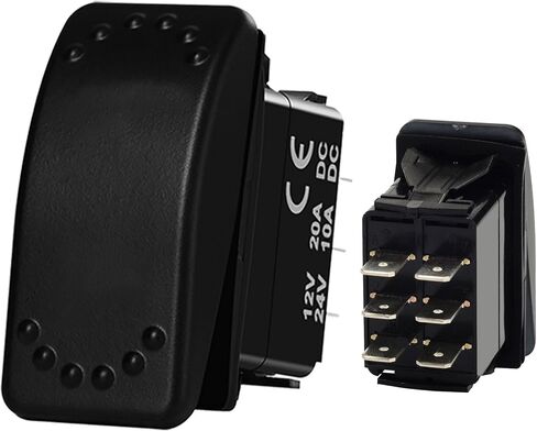 Waterproof 3 Position Rocker Switch 12V 20A 6 Pin DPDT ON Off ON Marine Boat Toggle Switch for Tractor Golf Cart 4x4 ATV UTV in Kuwait