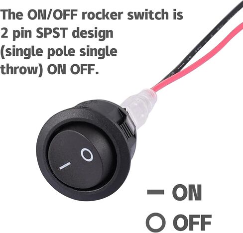 6pcs 12v Round Switch, 2 Pins 6A/250V 10A/125V AC 20MM Small Rocker Switch with Wires for Car Automotive RV 2 Pin Switch 120V Wired in Saudi Arabia