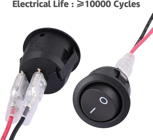 6pcs 12v Round Switch, 2 Pins 6A/250V 10A/125V AC 20MM Small Rocker Switch with Wires for Car Automotive RV 2 Pin Switch 120V Wired in Saudi Arabia