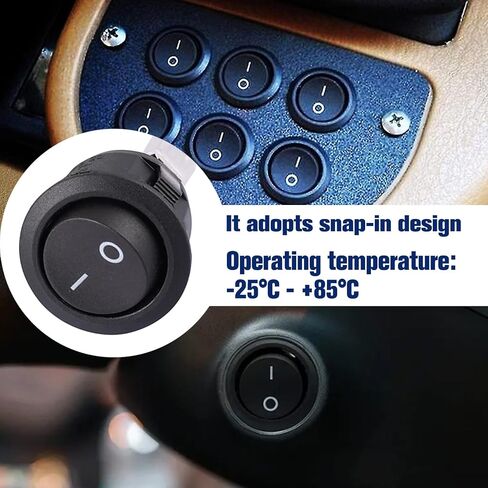 6pcs 12v Round Switch, 2 Pins 6A/250V 10A/125V AC 20MM Small Rocker Switch with Wires for Car Automotive RV 2 Pin Switch 120V Wired in Saudi Arabia