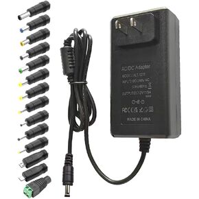 12V 5A Power Supply Adapter for LED Strip Lights, AC 100-240V to DC 12Volt 5Amp Converter with 14 Tips, 5.5x2.5mm Jack (5A, 60W)