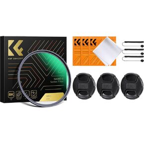 55mm MCUV Lens Filter + 9-in-1 Lens Cap Kit for Camera Lens MCUV Lens Protection Filter Microfiber Cleaning Cloth Lens Cover Kit