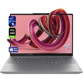 Lenovo Yoga Pro 9i Laptop, Intel Core 9-185H, 32 GB LPDDR5X RAM, 2 TB PCIe SSD, 16" 3.2K Mini LED Touchscreen (3200x2000) Display, Nvidia G-Force RTX 4060, Backlit Keyboard, W11 Pro, Luna Grey