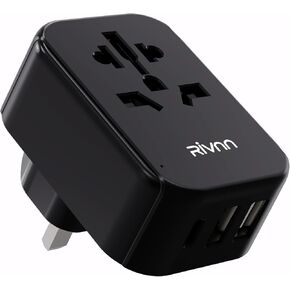 Britain Travel Plug Adapter, Rivnn International Power Plug with 2 USB C and 1 USB Ports, Type C Outlet Adaptor Charger for US to Most of Britain (Black)