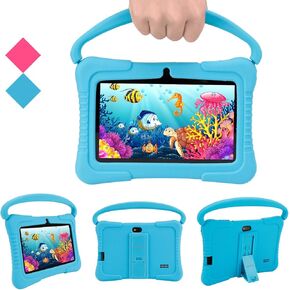 Veidoo Kids Tablet, 7 inch Android Tablet for Kids 2GB Ram 32GB Storage, Toddler Tablet with IPS Screen, Parent Control, Bluetooth, WiFi, Kid-Proof case with Kickstand, Learning (Light Blue)