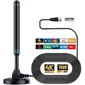 TV Antenna, TV Antenna for Smart TV Indoor, Digital TV Antenna for Local Channels -Support 4K 720P 1080p, HD TV Antennas with Strong Magnetic Base, Digital Portable TV Antennas, 360°Signal Reception