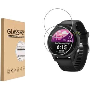 (2 Pack) Screen Protector for Garmin Forerunner 255/255 Music 46mm Smartwatch Tempered Glass，9H Hardness Anti Scratch，Bubble Free，Case Friendly Easy Installation