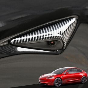 غطاء حماية الكاميرا الجانبي لـ Tesla Model 3 Highland 2024-2025 ، واقي مضاد للخلع من ألياف الكربون لـ HW4.0/Autopilot 2.0-3.0 (2 Pack)