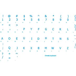 Online-Welcome Dvorak Simplified Keyboard Stickers Transparent Blue Letters