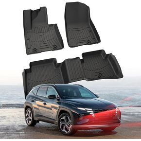 Car Floor Mats for Hyundai Tucson 2016-2019 2020 2021 (Not for Hybrid), All Weather Protection TPE Truck Liners Custom Car Liners Accessories, Front & 2nd Row Floor Liners Set, Black