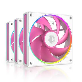 ID-COOLING AF-127-PINK Trio 3 Pack Case Fans Pink Fans Daisy-Chained 120mm Computer Fan for Radiator/CPU Air Cooler/Computer Case