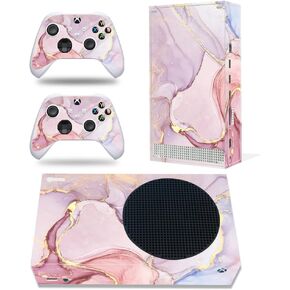 Skin Sticker Compatible with Xbox Series S Console, Protective Cover Wrap Pink Marble Vinyl Decal for Wireless Controller