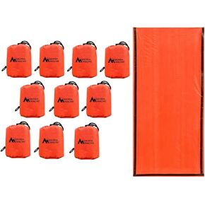 Sierra Madre Emergency Sleeping Bag – Ultralight, Waterproof Mylar Thermal Bivy Sack Tent for Hiking, Bug-Out Bags, Survival Kits – Emergency Survival Space Blanket for Heat Retention 10 Pack