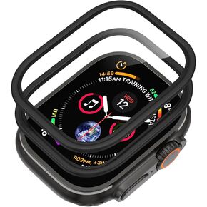 2-Pack Tempered Glass Waterproof HD Screen Protector with Titanium Compatible with Apple Watch Ultra 1/2/3 49mm (black)