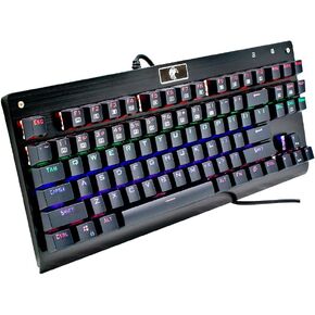Granvela Z-77 87-Key Mechanical Keyboard | Aluminium Panel | OUTEMU Tactile Brown Switches | Rainbow LED Backlit | N-Key Rollover |Tenkeyless | Hot Swappable |Spare Switches Included-Black