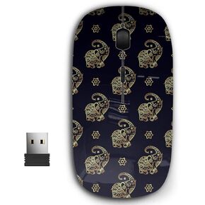 2.4G Ergonomic Portable USB Wireless Mouse for PC, Laptop, Computer, Notebook with Nano Receiver ( Gold Elephant Texture )