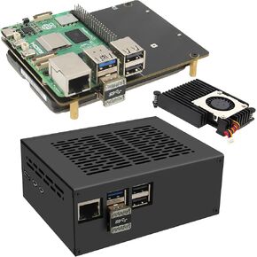 Geekworm X1100 2.5" SATA HDD/SSD Shield+X1100-C1 Metal Case + Active Cooler H505 for Raspberry Pi 5 (Not Inclde Raspberry Pi)