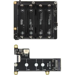 Geekworm X1202 4-Cell 5V UPS Shiled+X1001 PCIe to M.2 Key-M NVMe SSD PIP TOP for Raspberry Pi 5| Max 5.1V 5A Output|Wide 6-18V Input|Auto Power On|Safe Shutdown|Power Loss Detection
