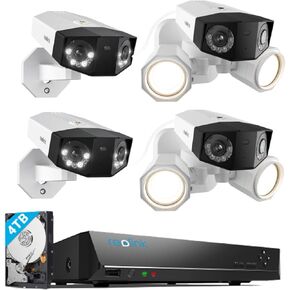 REOLINK 4K PoE Security Camera System in 180° Ultra-Wide Angle, Advanced AI Detection, 2X Duo Floodlight PoE (1800lm Floodlights), 2X Duo 2 PoE, Bundle 1x 16ch PoE NVR with Built-in 4TB HDD