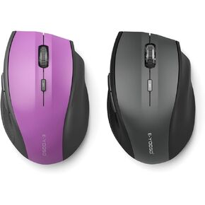 E-YOOSO Wireless Mouse for Laptop, Computer USB Mouse 18 Months Battery Life, 5 Level 4800 DPI, 6 Button for Mac, Chromebook, PC, Windows - 2 Pack (Gray+Purple)