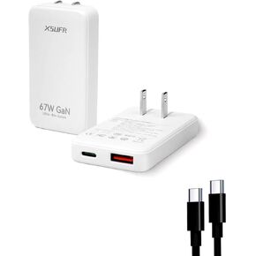 65W Flat USB C Wall Charger, Folding Travel Dual Port USB GaN Wall Charger,Fast Charging with PPS for Laptops, Tablets, Phones,Black