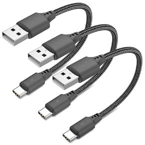 6 inch Short USB C Cable 3A Fast Charging, 3Pack 0.5ft USB A to USB C Nylon Braided Short USB Type C Cord Android Auto for iPhone 16 15 Pro Max, Samsung Galaxy A15 S24 S23 Note 20 10 LG Google Pixel