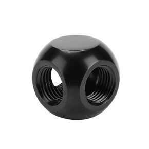 Pomya Computer Water Cooling Spherical 3 Way T-Type Connector G1/4 Threaded Adapter Black, Silver for PC Water Cooling Application(Black)