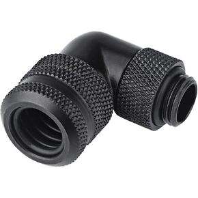 G1/4 Thread 90 Degrees Elbow Connector for PC Water Cooling System, Two touch Fitting for 14MM Tube (Black)