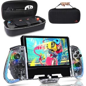 NexiGo Switch Accessories Essential Kit, Gripcon (Gen 2), No Deadzone, Enhanced Switch/Switch OLED Controller, 6-Axis Gyro, Turbo, Mapping, Game Storage Case with 10 Game Card Holders
