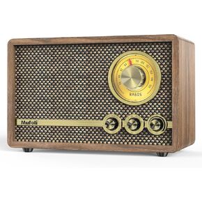 Retro Radio with Bluetooth Speaker, Vintage Bluetooth Radio with White Noise Function, Wood FM Radio Speaker with Rotary Tuning Dial for Home, Bedroom, Living Room, Kitchen, Cafe(RA60S-H)