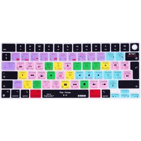 اختصارات XSKN Final Cut Pro Extructs Eu UK Personal لوحة المفاتيح تغطية الجلد السيليكون تناسب Apple منذ 2021 تم إصدار MacBook Air MacBook Pro 13.6 15.3 14.2 16.2 بوصة مع رقاقة M1 M2 M3 M4 ومعرف اللمس