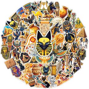 100 Pcs Egyptian Stickers, Egypt Sticker Waterproof Decal for Water Bottles Laptop Luggage Computer Scrapbooking Teens Adults Girls Funny Birthday Decorations