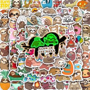 75 Pcs Cartoon Sloth Water Bottle Stickers for Kids, Funny Cute Sloth Animal Laptop Decals, Waterproof Vinyl Luggage Phone Case Scrapbook Skateboard Decoration