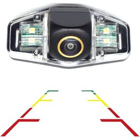 Vlicevrn HD Golden Fisheye Vehicle Car Rear View Camera Fixed Parking Line Night Vision Backup Parking Camera for Honda Accord/Honda Civic VII VIII MK7 MK8 MK9 / Honda City 4D