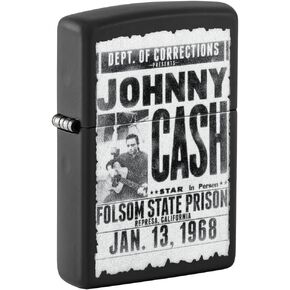 Zippo Johnny Cash Folsom State Prison Poster Design Black Matte Pocket Lighter