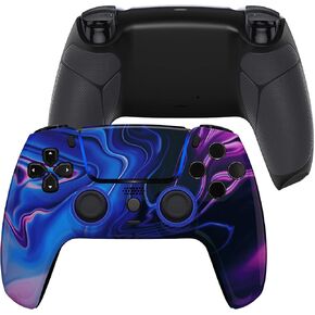 eXtremeRate Luna Redesigned Origin of Chaos Front Shell Touchpad Compatible with ps5 Controller BDM-010 BDM-020 BDM-030, Rubberized Black Replacement Bottom Shell Cover Compatible with ps5 Controller